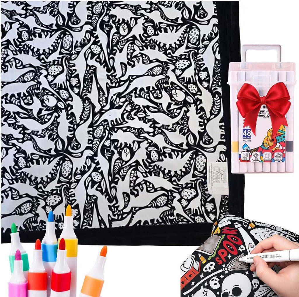 DIY Coloring Blanket & Markers Set – Washable Kids Craft