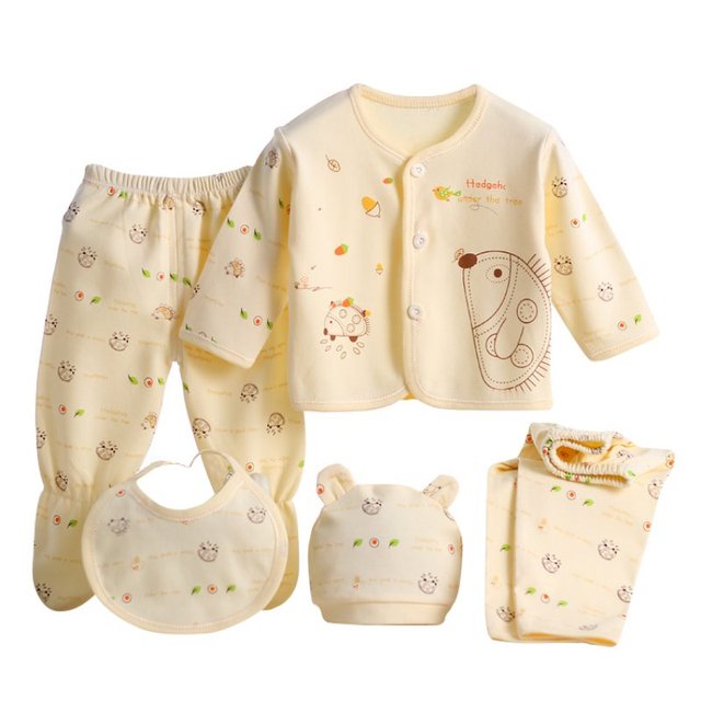 0-3 Months Newborn Baby Clothing Set - 5pcs Cotton Suits