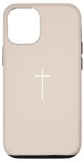 iPhone 12/12 Pro Simple Cross Christian Earthy Boho Minimal Beige Neutral Case