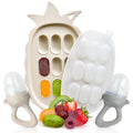 LittleWhispers Baby Fruit Feeder Pacifier with Freezer Tray - Two Silicone Infant Baby Food Feeders with Breastmilk Popsicle Molds Included - 3 Piece
