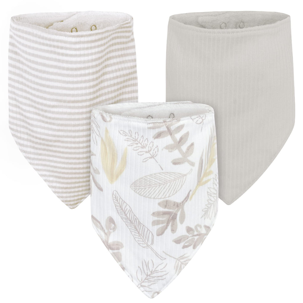 Just Born Baby 3-Pack Bandana Bibs Neutral Foliage One Size
