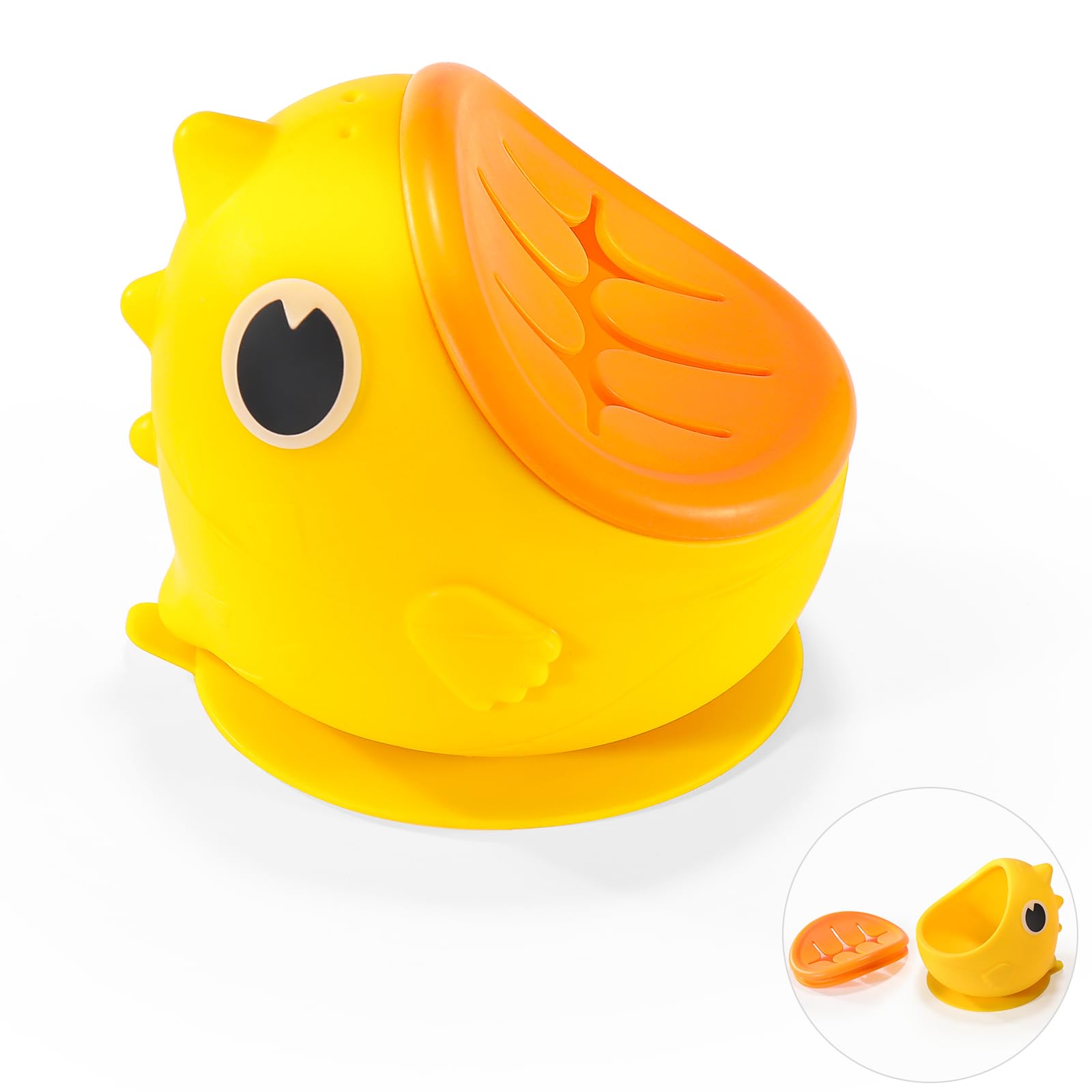 DIMBRAH Silicone Baby Dinosaur Snack Bowl - Cute Spill Proof Toddler Snack Cup with Suction Cup Base - BPA Free Baby Food Containers-Yellow
