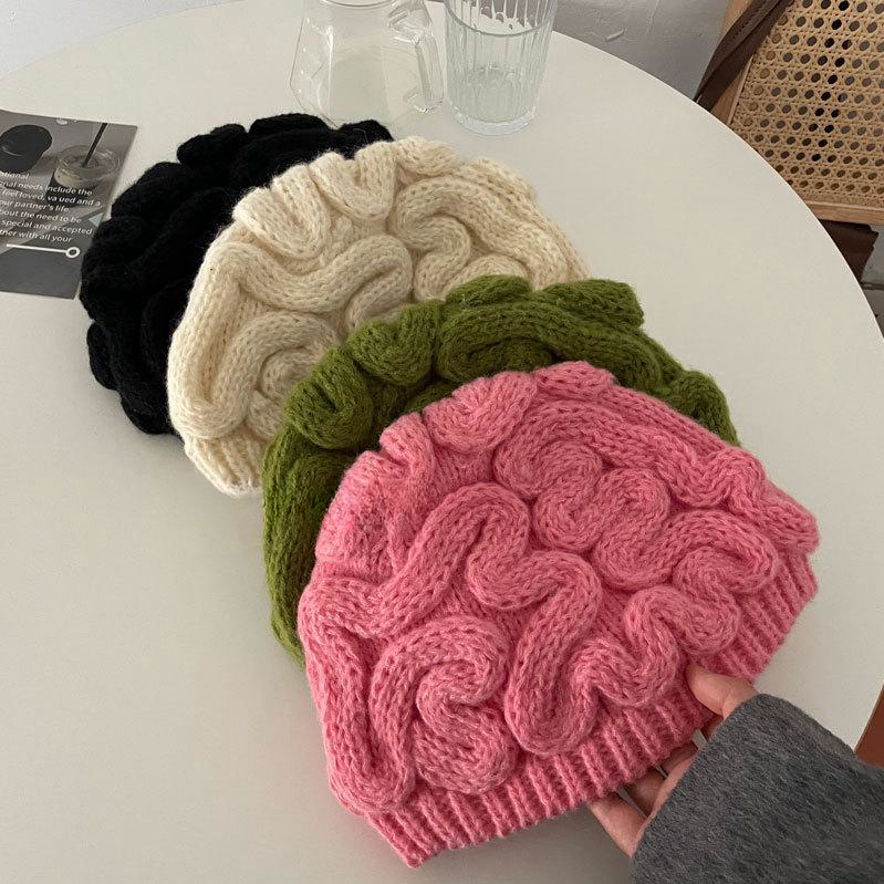 Gender-Neutral Flower Knitted Beanie Hat