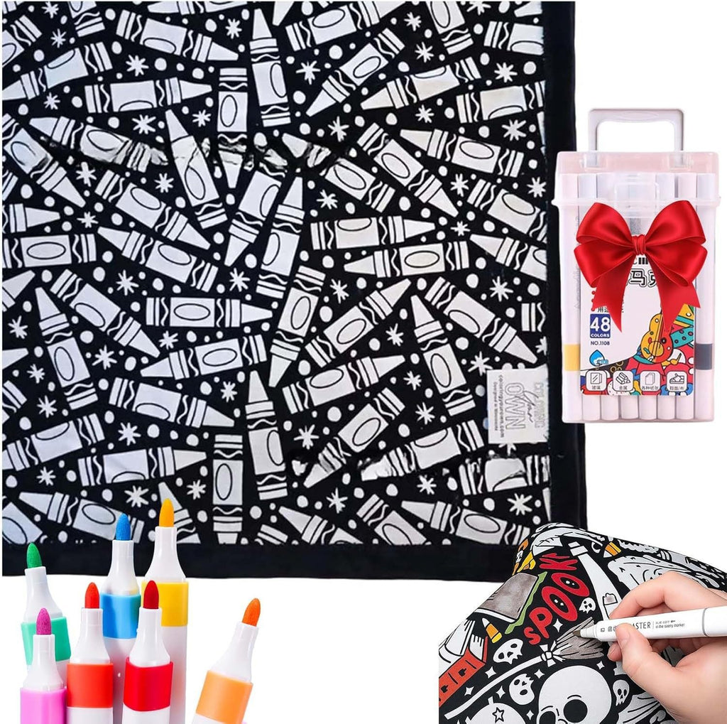 DIY Coloring Blanket & Markers Set – Washable Kids Craft