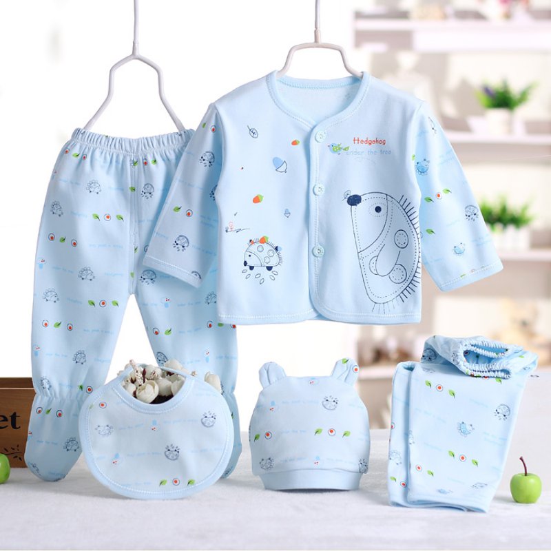 0-3 Months Newborn Baby Clothing Set - 5pcs Cotton Suits