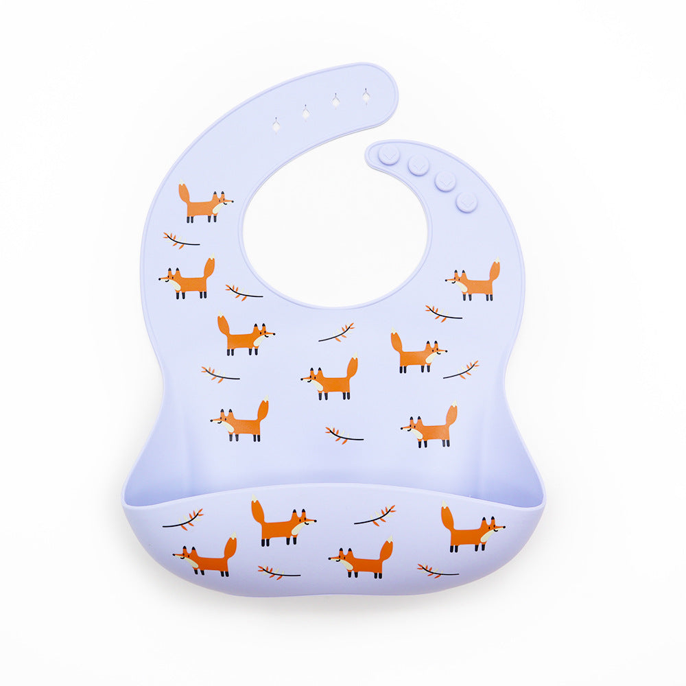 Waterproof Silicone Baby Bib with Catch Pocket