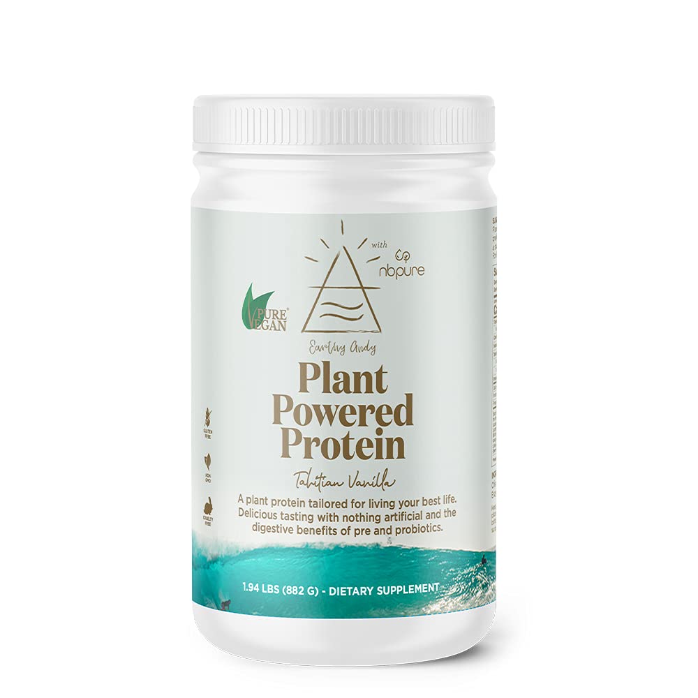 nbpure Earthy Andy Plant Powered Protein Gluten-Free Non-GMO Cruelty Free Pea Protein Powder Vanilla 30 Servings