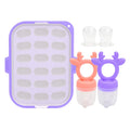 Morlike Silicone Baby Fruit Food Feeder & Breastmilk Popsicle Freezer Molds Tray Baby Teething Relief Toys & Infant Self Feeding Storage Containers Set BPA Free (Pink & Purple)