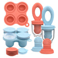 btrfe Baby Food Containers Freezer & Food Feeder Pacifier 2 Set Silicone Mesh Fruit Feeder Baby Breastmilk Popsicle Molds for Teething (Blue + Red)