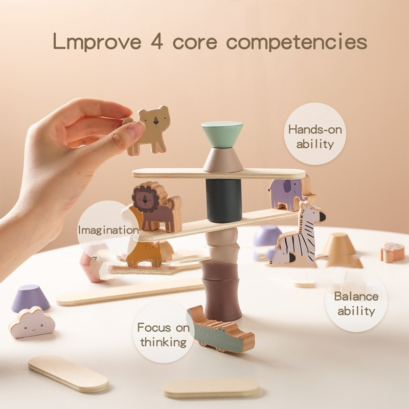 Montessori Wooden Stacking Toy – Balance & Motor Skills