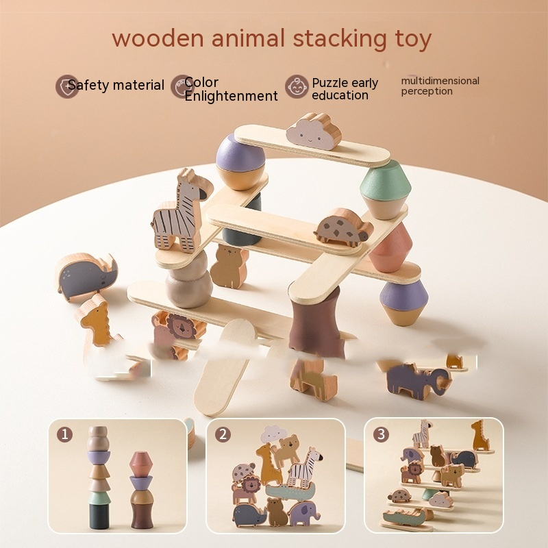 Montessori Wooden Stacking Toy – Balance & Motor Skills