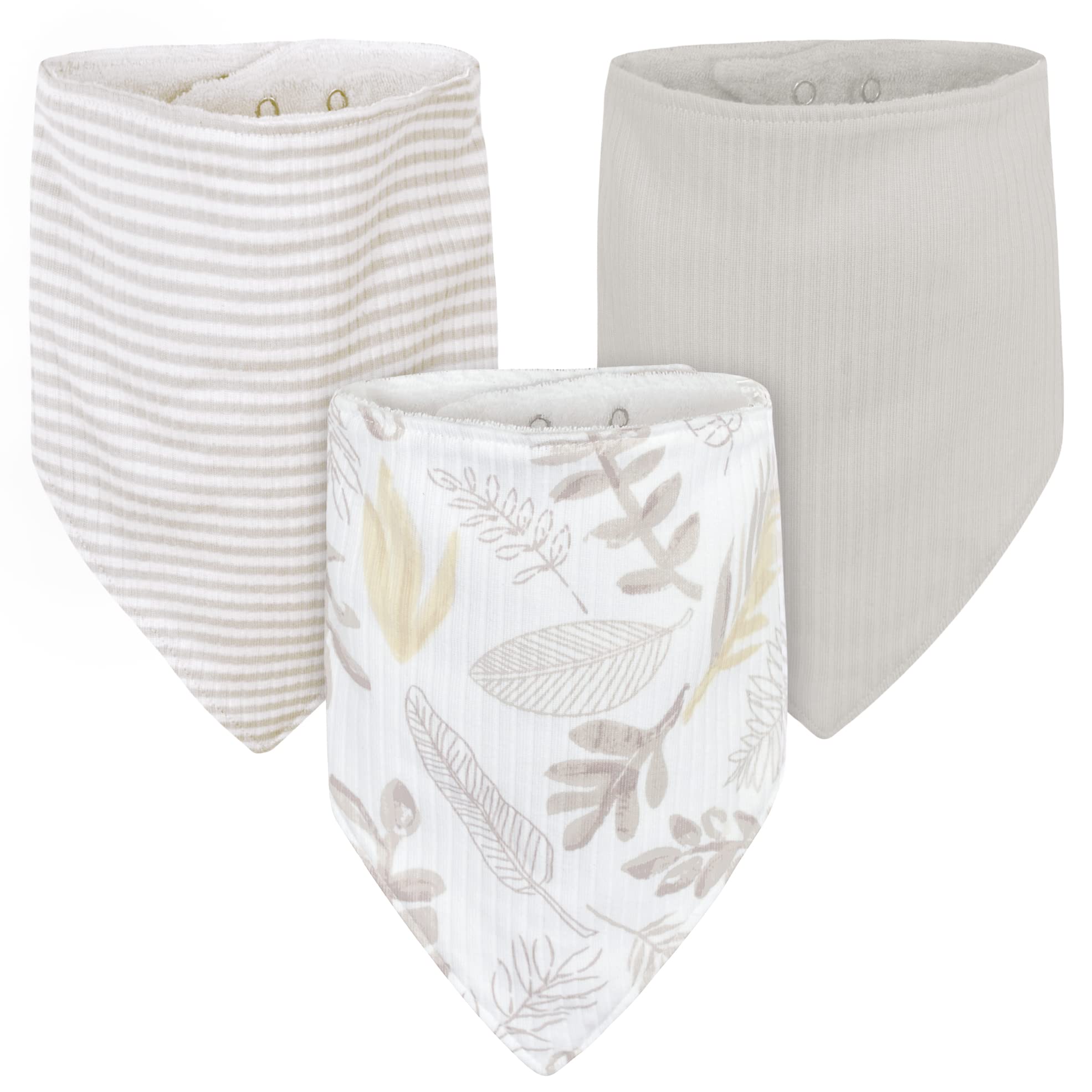 Just Born Baby 3-Pack Bandana Bibs Neutral Foliage One Size